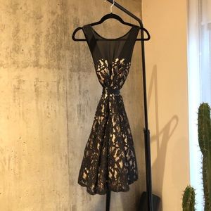 Cocktail homecoming a line lace dress sheer top